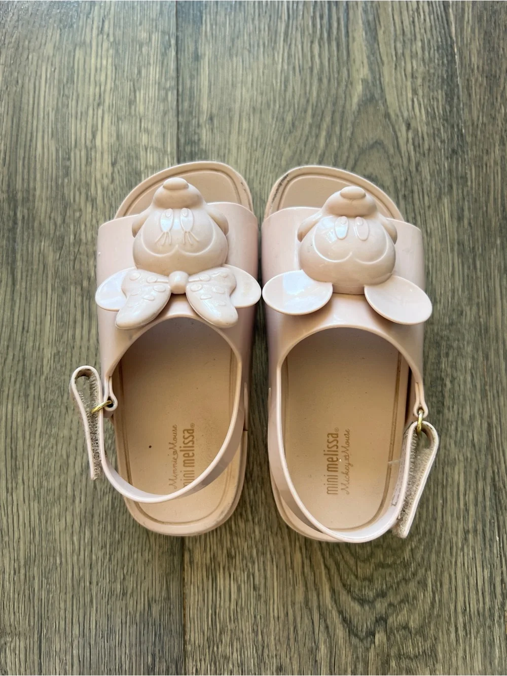 Mini Melissa Blush Pink Jelly Sandals with Mickey and Minnie Mouse